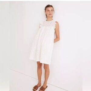 Madewell Eyelet Floral Ruffle Sleeve Dress With Pockets Size XS